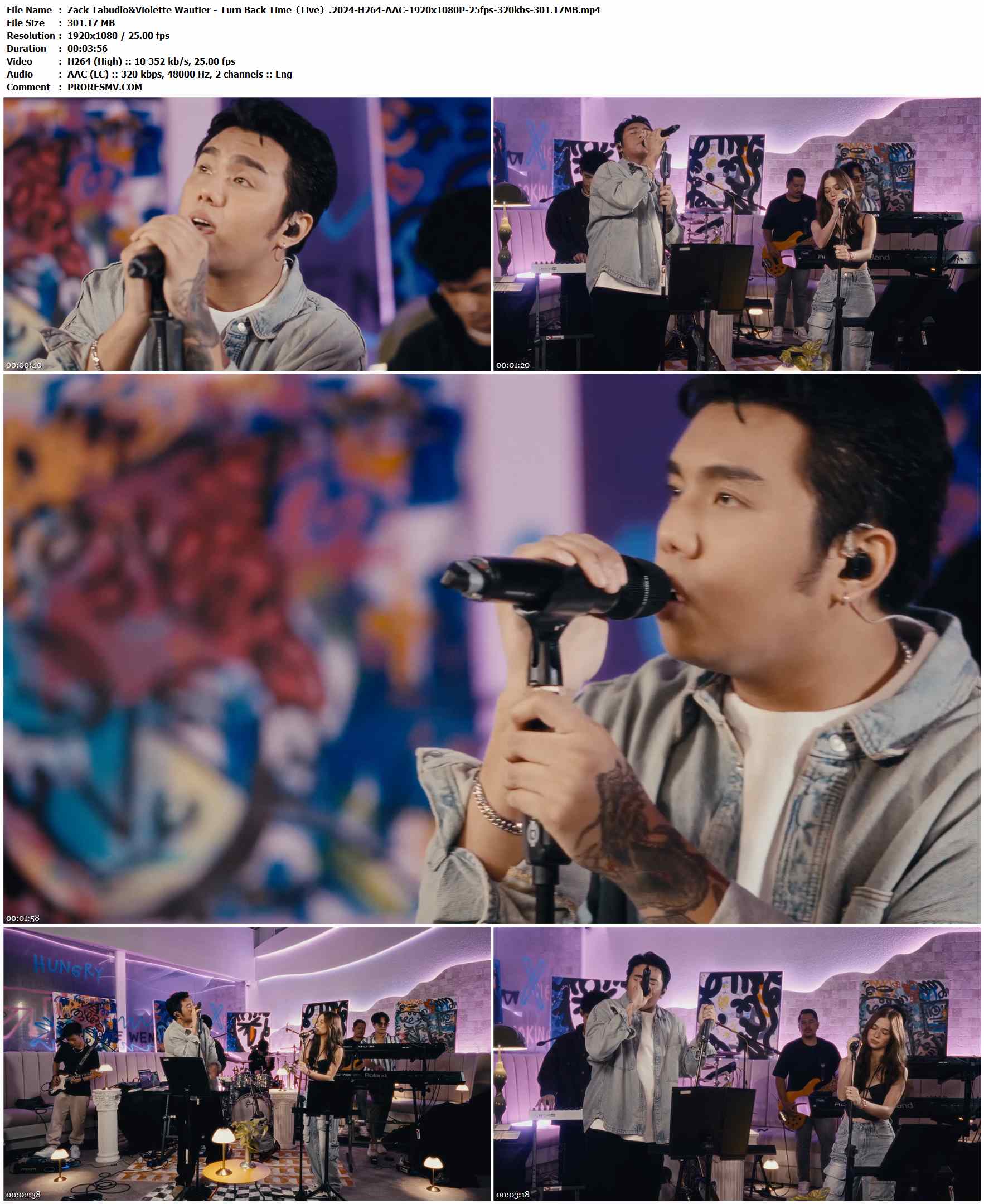 Zack Tabudlo&Violette Wautier - Turn Back Time（Live）.2024-H264-AAC-1920x1080P-25fps-320kbs-301.17MB官方MV_高清MV